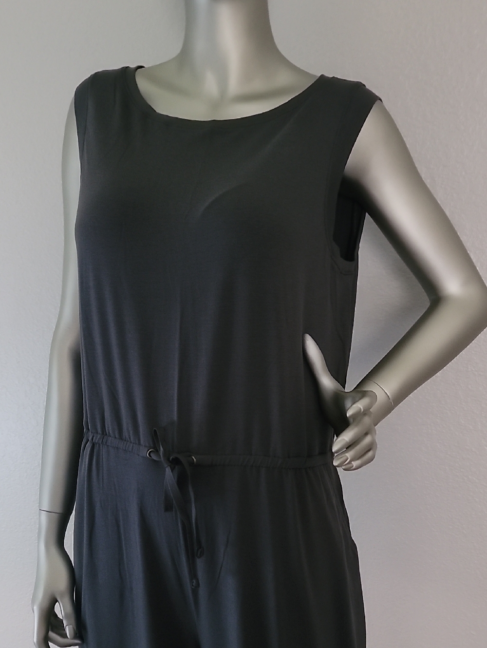 Eileen Fisher Fine Tencel Stretch Jersey Wide Leg Gray Jumpsuit Medium - Picture 5 of 14